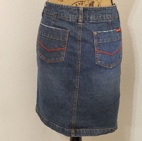 Roxy Jean 5 pocket jean skirt front slit size 9 - Picture 3 of 8